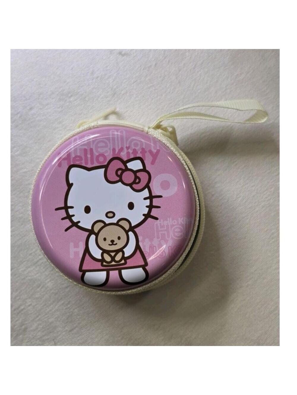 Hello Kitty Pink Round Mini Storage Case with Bear Design
